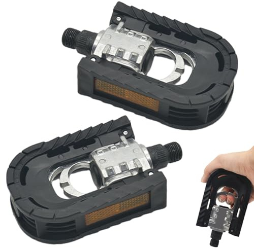 1pair Folding Bike Pedals Mountain Bike Pedals Aluminum Bicycle Flat Pedals 9/16'' with Reflective Strips Wide Flat Cycling Pedals for Ebike, Urban Commute, MTB Bikes(Color:Black+Silver)