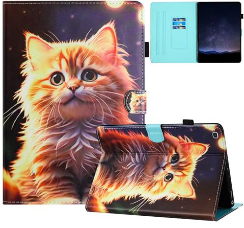 Mldjomid Coque pour Samsung Galaxy Tab A 10.1 2019 (SM-T510/T515), Tablette Housse de Protection,Cuir PU Étui Case pour Samsung Galaxy Tab A 10.1 2019,Chat Doré