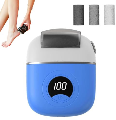 Blue Rechargeable Digital Callus Remover - Electric Sander, Foot Callus Grinder and Filer for Toes, Heels and Feet Soles