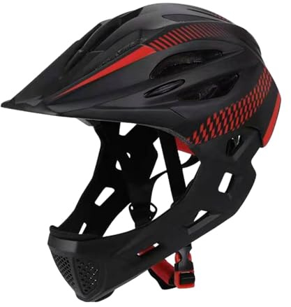 Harilla Casco da Bici per Bambini Casco Integrale Casco da Bicicletta per Bambini per attività all'aperto, Sport, Nero Rosso