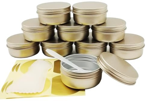 Wopanxye 10pcs 50ml Aluminum Tin Jars, Lip Balm Container, 50gram Travel Makeup Sample Jars, Empty Cosmetic Containers Pot with Screw Cap Lid for DIY Crafts Salve Face Cream Candle Tea Paints Lotion