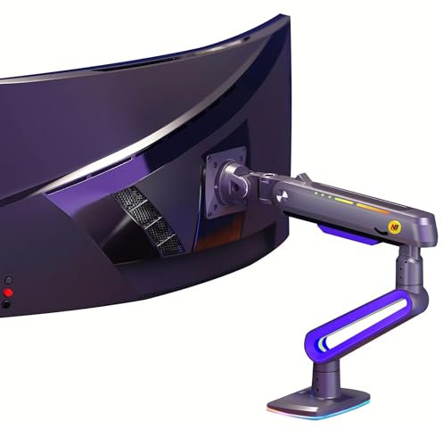NB Ergonomic Heavy Duty Monitor Stand for Flat Ultrawide Curved Screens 32 to 60 inch, RGB Monitor Arm Load up to 20 kg, VESA 75 & 100 mm (Purple)