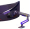 NB Ergonomic RGB Monitorarm for 32 bis 60 Zoll Ultrawide Computer Bildschirme, Monitor Halterung 49 Zoll 57 Zoll Last bis zu 20 kg, C-Clamp & Grommet Installation VESA 75/100 mm (Lila)