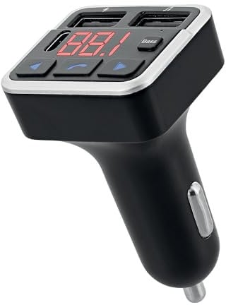 T'nB - Transmetteur FM Bluetooth 3 en 1, kit Main Libres intégré, Deux Ports USB-A Max et Un Port USB-C - Noir