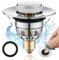 Tomario Tapón de Lavabo de Acero Inoxidable para Lavabo, Enchufe de baño Tipo Empuje de Repuesto para Filtro de desagüe de baño con núcleo de Rebote para Orificio de desagüe de 34-40 mm