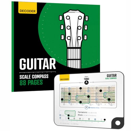 Noisy Clan Gitarren-Skalen-Kompass - Solo-Muster & Griffbrett-Logik meistern - Lernhilfe für Gitarre Anfänger Erwachsene - Mobiler Schiebe-Decoder & 88-seitiges Skalen-Buch