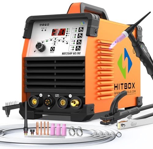 HITBOX 200A 6 in 1 Saldatrice TIG AC/DC | Funzione Pulsata, Inverter IGBT, Controllo Digitale 2T/4T, Ideale per Alluminio, Acciaio Inox e Acciaio