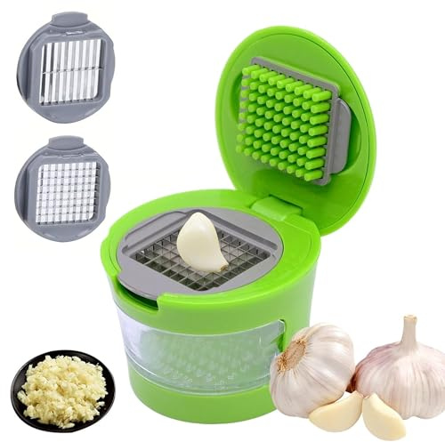Eastrise Stainless Steel Garlic Press,Rocker Crusher Masher,Portable Manual High Performance Garlic Mincer,Chopper for Kitchen Appliances,Easily Crush Garlic (Green)