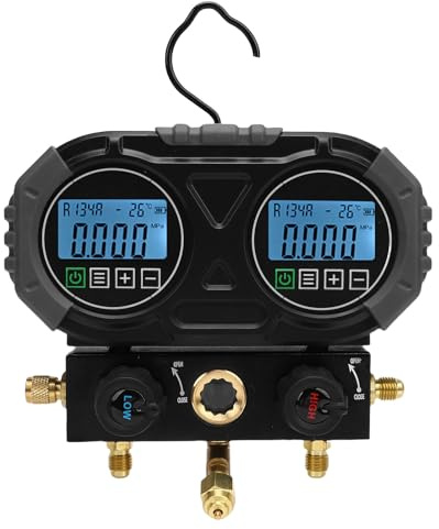 Garosa Set Collettore HVAC Digitale Test Pressione Refrigerante AC con 2 Morsetti di Temperatura per R134A R1234YF R22 R290 R32 R404A R410A