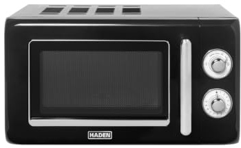 Haden Retro 700W Microwave, Black, 17L