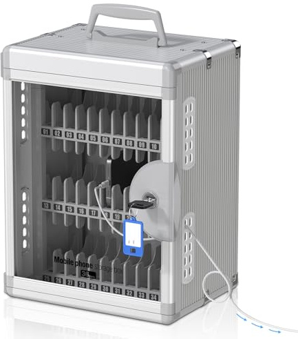 Glosen 36-Fach Handy-Schrank für Klassenzimmer mit Schlüsselschloss, wandmontierte Handy-Aufbewahrungsbox, Handy-aufbewahrungsschrank mit USB-C-Ladeöffnungen & Etiketten