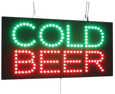 Letrero de cerveza fría, 60 x 30 cm, LED, neón, florescente, señalización, cartelera, pantalla, gran apertura, regalo