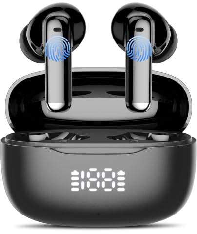 Bluetooth Kopfhörer, Kopfhörer Kabellos Bluetooth 5.3, In Ear Kopfhörer mit 4Mic ENC Anruf Noise Cancelling LED Anzeige, HiFi Stereo Bass, 50 std Spielzeit, IPX7 Wasserdicht, Ohrhörer für iOS Android