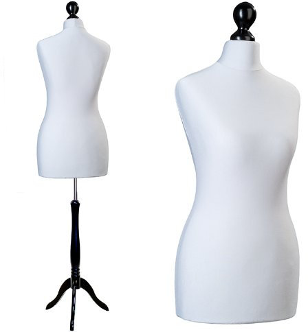 LUCCESI | Schneiderpuppe Damen Büste/Torso | Größe/Size: M (36-38) | Bezug grau | Standfuss schwarz | weibliche Schneiderbüste