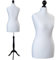 LUCCESI | Schneiderpuppe Damen Büste/Torso | Größe/Size: M (36-38) | Bezug grau | Standfuss schwarz | weibliche Schneiderbüste