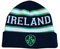 Marineblaue Beanie-Strickmütze mit Irland-Schriftzug und aufgesticktem Kleeblatt-Wappen