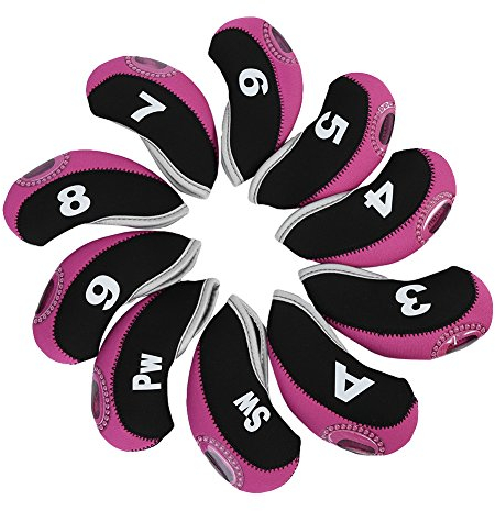Golf Putter Cover, 10 Stück Neopren Eisen Putter Head Protector mit Zipper Deign und Nummer Tag zu erkennen(2)