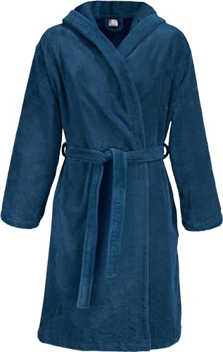 Erwin Müller Unisex-Bademantel, Morgenmantel, Saunamantel, Frottier, Serie Heidenheim - hochwertige Spitzenqualität, mit Kapuze, Bindegürtel und Zwei Eingriffstaschen Velours