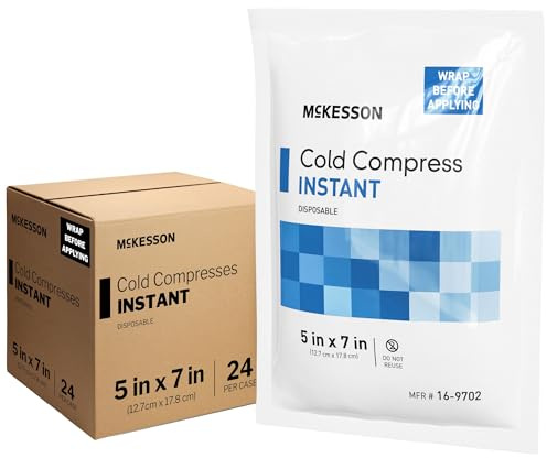 McKesson Instant Cold Packs 5 x 7 [24 Pack] - Instant Ice Packs for Injuries Disposable, Pain Relief, Swelling, Sprains - Travel Cold Compress for Sports, First Aid, Toothache