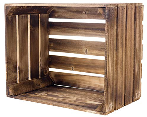 Vinterior DIY Set (4 Kisten) Gemischtes Paket Flambierte Holzkisten-Weinkisten/Regal aus geflammten Obstkisten mit Zwischenboden