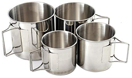 Camping Cup Set Edelstahl Becher Topf Wassertasse Faltbarer Griff 220 Ml / 330 Ml / 500 Ml / 660 Ml Umweltfreundliche Tasse Tragbares Leichtgewicht Für Reise Picknick Wandern