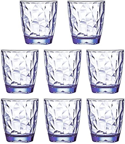 VEILEDGEM 8 Stück 300 ml unzerbrechliche Trinkgläser aus Kunststoff, spülmaschinenfest, BPA-frei, Saft-Gläser, Highball-Wassergläser (blau)