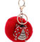 Canarea - Porte-clés mignon mini coccinelle avec strass en peluche, pendentif de sac à main, boule en peluche, doux, pendentif pour sac à main, décoration, Rouge