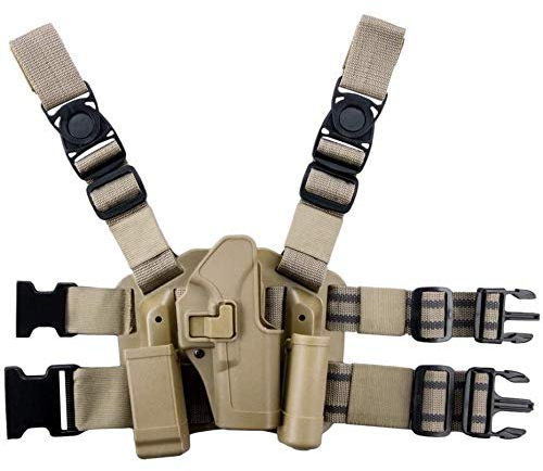 Gexgune Drop Leg Holster, C.QC S.erpa Rechtshänder Drop Leg Oberschenkel Pistole Holster Magazine & Taschenlampentasche für G1ock 17/19/22/23/31/32