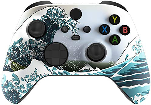 eXtremeRate Carcasa para Xbox Series S X Mando Protector Placa Frontal Funda Delantera Reemplazo Kit Cubierta Cover Shell para Xbox Series X S Control-No Incluye Mando(La Gran Ola)