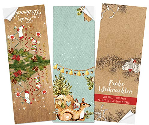 Logbuch-Verlag Banderolen Aufkleber Set Weihnachten 30 Weihnachtsaufkleber Verpackung Deko Sticker 7 x 21 cm groß