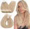 Ugeat Micro Loop Hair Extensions Blonde Highlights 18 Inch Micro Ring Hair Extensions Real Human Hair 50G/50S Ash Blonde Highlights Bleach Blonde #18/613
