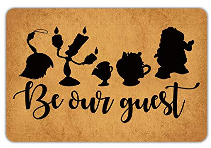 Fußmatte mit Aufschrift Be Our Guest Eingangs, lustiges Design, Gummi, rutschfeste Unterseite, für drinnen und draußen, 59,9 cm (B) x 39,9 cm (L)