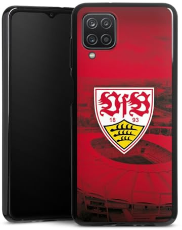 Silikon Hülle kompatibel mit Samsung Galaxy A12 Case schwarz Handyhülle VfB Stuttgart Stadion Offizielles Lizenzprodukt