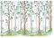 WallArena - Vlies Fototapete Kinderzimmer 254x184 cm Wald Mädchen Bäume Skandinavisch für Kinder - Fototapeten Tapeten für Kinder Kindertapete - Vliestapete Wandtapete Tapete 3D Effekt