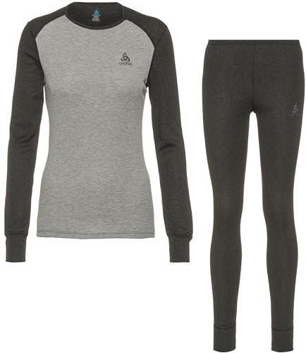 Odlo Damen Funktionsunterwäsche Set ACTIVE WARM ECO, dark grey melange - grey melange, XS