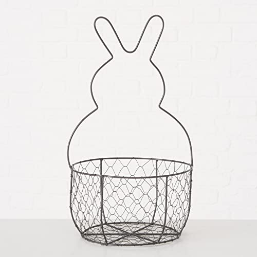 Boltze Osterkorb Kilian Osterhase Hase Draht 51cm XXL, Grau