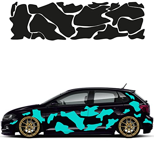 Camouflage Auto Aufkleber Set 15 Teilig Autodekor KFZ Seitenaufkleber Tuningset Camper Wohnwagen Premiumfolie (Matt Türkis)