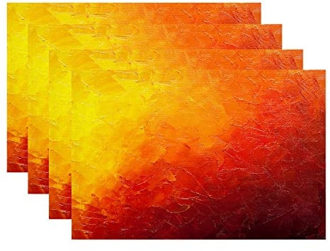 Batmerry Abstract Orange,Grunge Orange Paint Abstract Art Placemats for Dining Table Kitchen Farmhouse Wedding Decor Indoor Set of 4