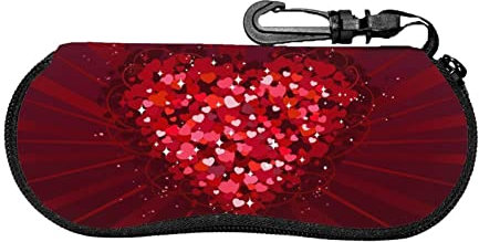 AOOEDM Buon San Valentino Custodia per occhiali da sole Cerniera Custodia per occhiali portatile Morbida con clip da cintura per uomo Donna Bambini