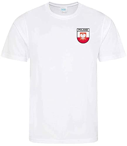 Poland Polish Printed Supporters Unisex Mens Womans T-Shirt for World Cup Football Euros Rugby Non Official (White, Medium)