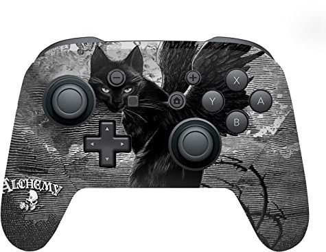 Head Case Designs Offizielle Alchemy Gothic Neun Leben der Poe-Schädelkatze Gotik Vinyl Haut Gaming Aufkleber Abziehbild Abdeckung kompatibel mit Nintendo Switch Pro Controller