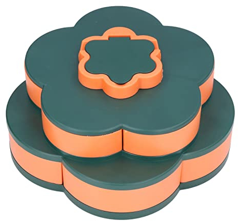 Serlium Drehbare Snackbox, Plastik Snack-Serviertablett, Große Kapazität Plastik Snackteller Multifunktional Snack Spinner für Zuhause,Snackles, Süßigkeiten(Duoble layer)