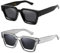 2PCS Retro Dicke Rechteck Chunky Sonnenbrille Frauen Männer Trendy Narrow Square Schwarz Tortie Frame Mode 90er Jahre Y2K Brillen