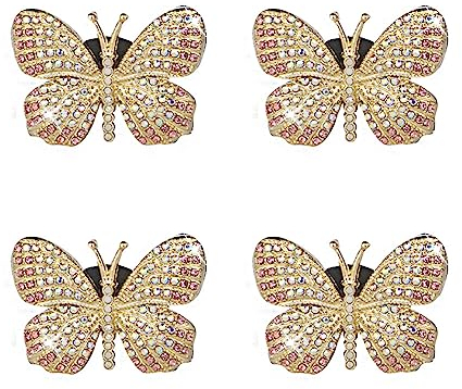 Auto Innenraum Parfüm Clip, Asudaro 4 Stück Schmetterlings Diffusor Clip Auto Innenraum Modischer Parfüm Clip Auto Lufterfrischer Auto Klimaanlagen Auslass Glänzender Clip Auto Dekoration Zubehör Rosa