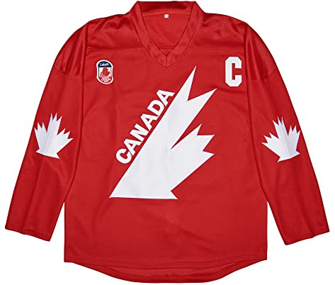 Youth 99 Gretzky Hockey Jersey 1991 Team Canada Ice Hockey Jersey Stitched (Large, Red)