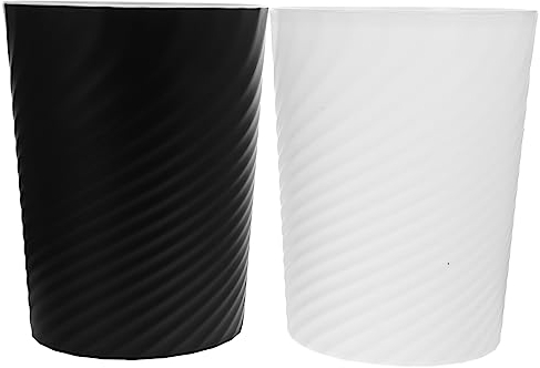Poubelle Design Sans Couvercle 8L, Corbeille À Papier Polyvalente Pour Bureau, Chambre Et Salle De Bain, Lot De 2 (Noir + Blanc)