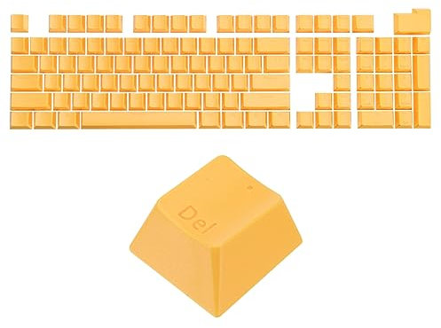 sourcing map 108 Keys Pudding Keycaps Set OEM Profile 60 Percent ABS for Mechanical Keyboard Layout, Yellow Double Shot