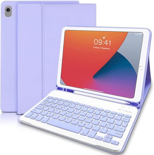 tititinita for iPad Case with Keyboard 10.2 inch, for iPad 9th Generation Case with keyboard(2021), Detachable Wireless Keyboard for ipad 9th Generation/8th Gen/7th/Air 3, Pro 10.5, Purple