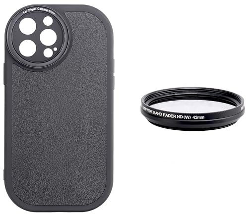 Foto4easy Black PU Phone Case with Aluminum 43mm ND Neutral Density Filter for iPhone 12 Pro Smartphone