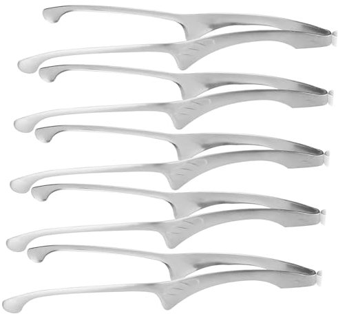 ZZBUY 5 Pack Bbq Tongs Grill Tongs for Outdoor Grill & Camping Stainless Steel Non-Slip Cooking Utensils for Korean and Japanese BBQ, Salad(5 Pcs-Round Tips)